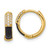 Sterling Silver Gold-tone Black Enamel CZ Hoop Earrings QE17329