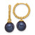 14KT Gold  7-8mm Black and White Freshwater Cultured Pearl Removable Dangle Hoop Earrings GK1168