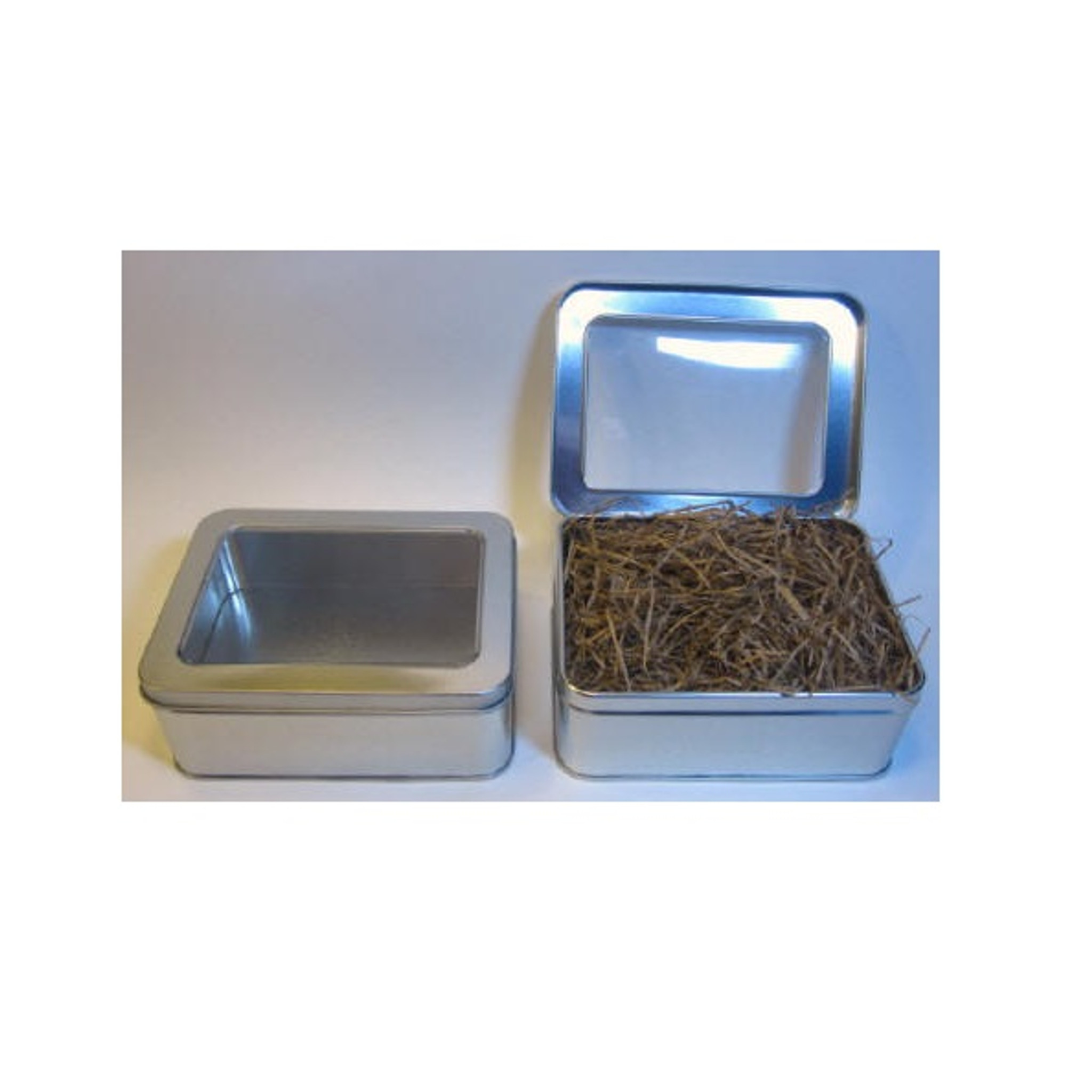 Metal Tin Box with Window Hinge (Natural Paper Stuffing Included)