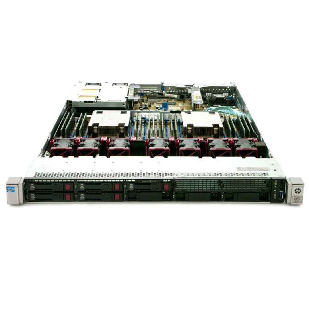 HPE DL360 Gen9 Server rear panel showing network ports, PCIe slots, and power supplies