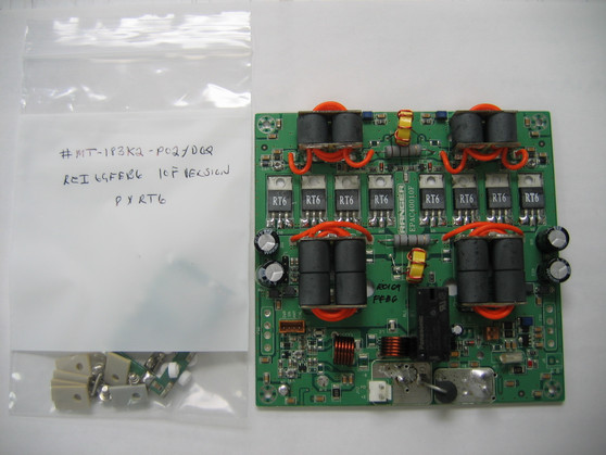 Ranger RCI69FFB6 amp board with hardware, featuring 8× RT6 MOSFETs. EPAC40010F upgraded version for RCI-69FFB4. Sold AS-IS with no warranty, as with most RF amp parts.