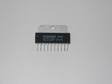 Buy the TA7222AP audio power amplifier IC in a 10-pin SIP package. Genuine replacement chip for CB radio audio output and modulation stages.