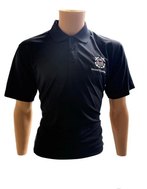 CGAUX NAVY BLUE VESSEL EXAMINER GOLF SHIRT