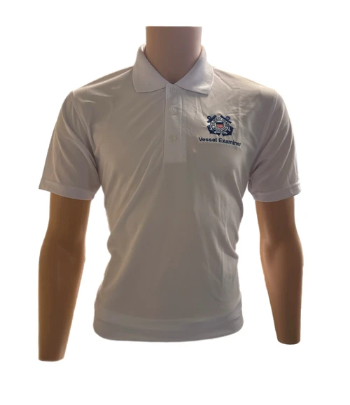 CGAUX WHITE VESSEL EXAMINER GOLF SHIRT 