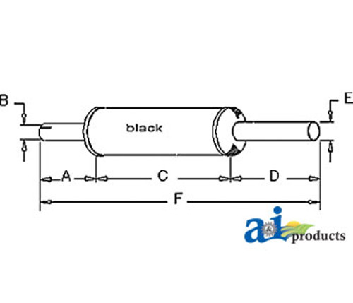 Black Exhaust Muffler, IH - 706 756 826 (Diesel)