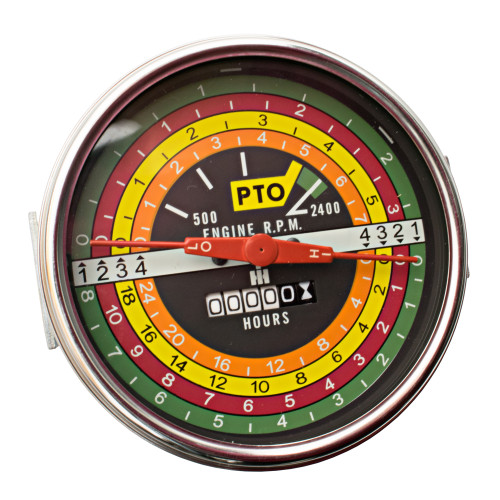 (Cracked Face) Tachometer, IH 706 806 1206 (Black Face)