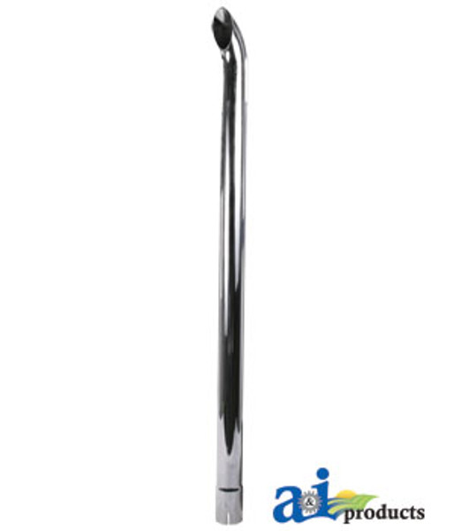 2.5" Chrome Exhaust Stack, Curved (48" long / Slotted)