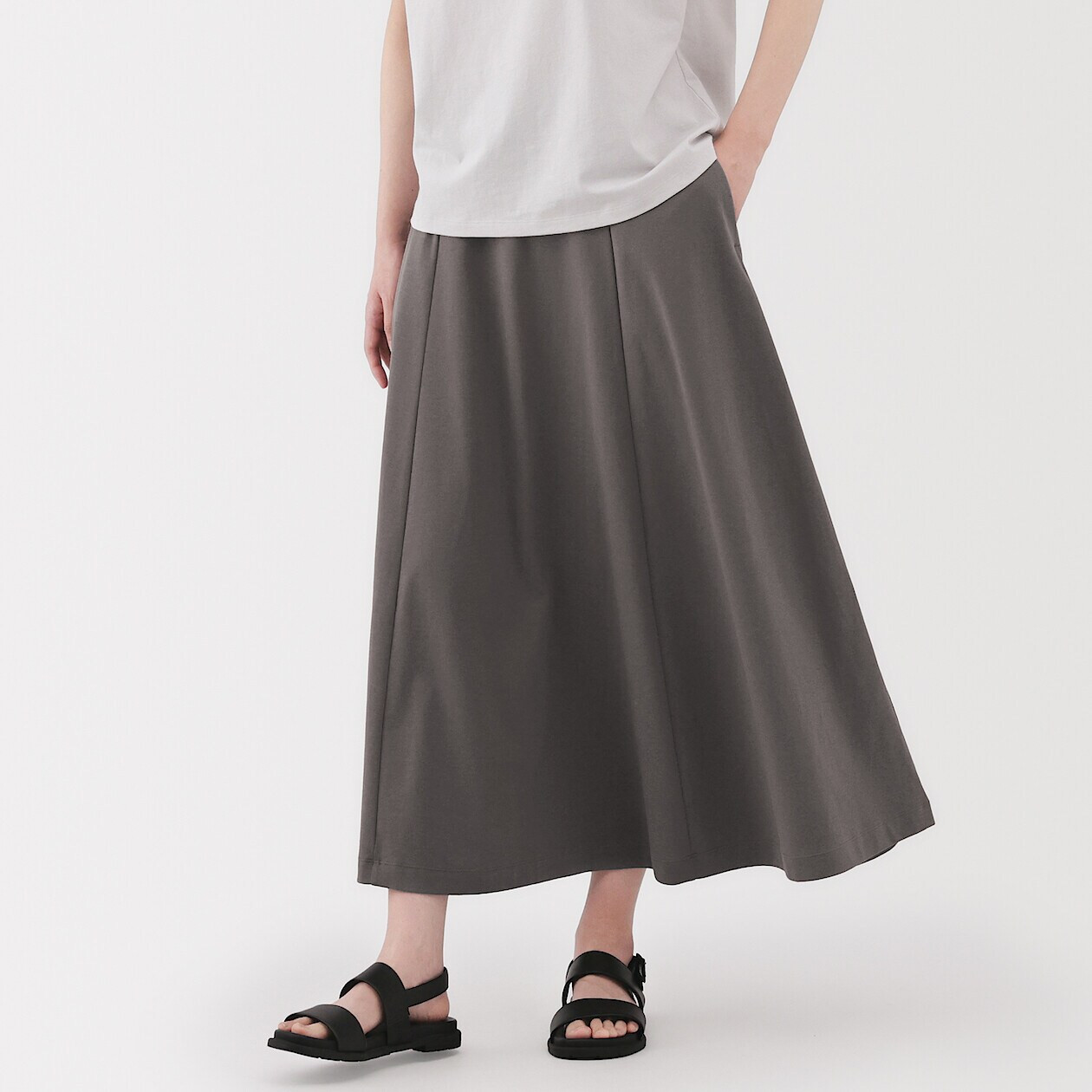 Jupe Longue Taille élastique Femme Thought – Noir, Taille 12, Coton Bio