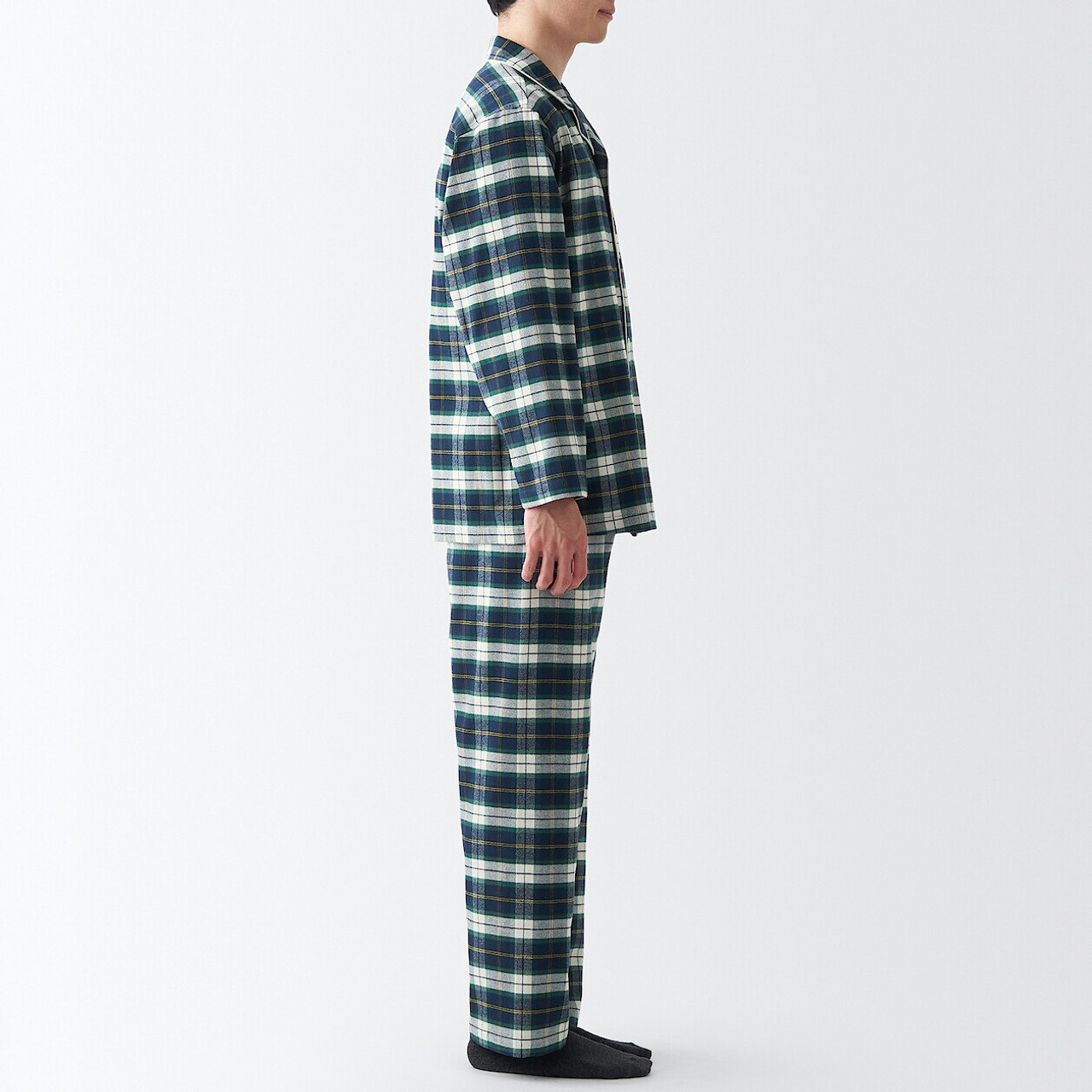 Pyjama en flanelle sans coutures latérales pour hommes