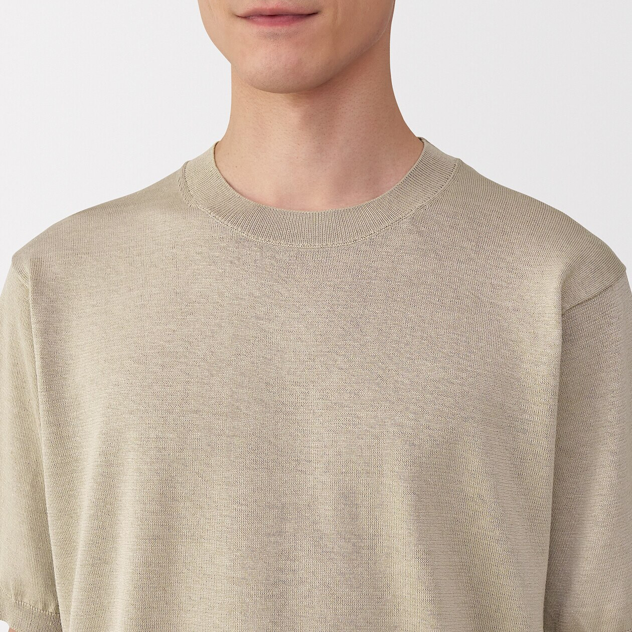 Pull à manches courtes et à col ras‐du‐cou en chanvre mélangé pour - Main Image