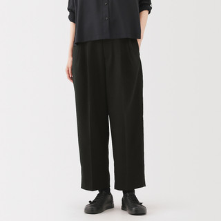 Pantalon large à plis en sergé de polyester pour femme