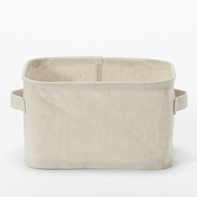 Boîte de rangement souple en coton lin L18.5X P26X H16cm