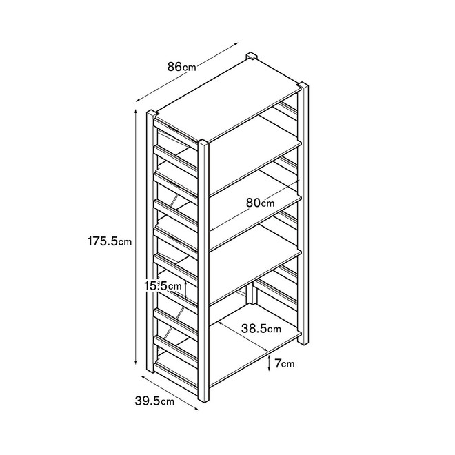 Etagère en pin étroite ‐ 4 niveaux