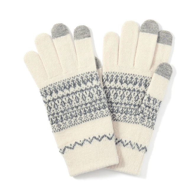 Gants unisex écran tactile en laine mérinos mélangée avec doublure brossée et motif jacquard