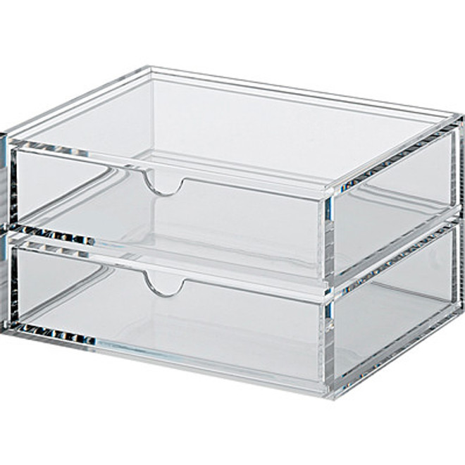 Boîte en acrylique 2 tiroirs L17.5X P13X H9.5cm