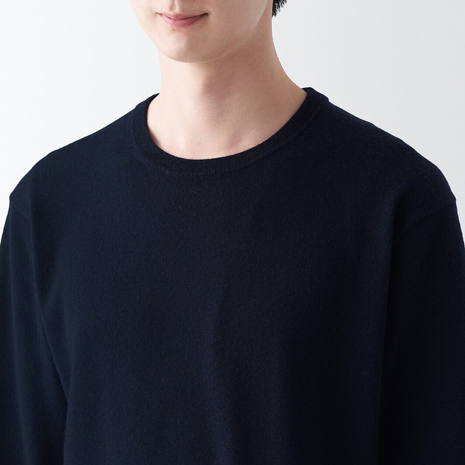 Pull à col rond en laine tricot fin pour homme 18089