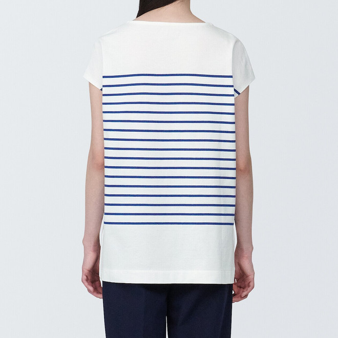 Tunique en coton biologique manches courtes col bateau femme