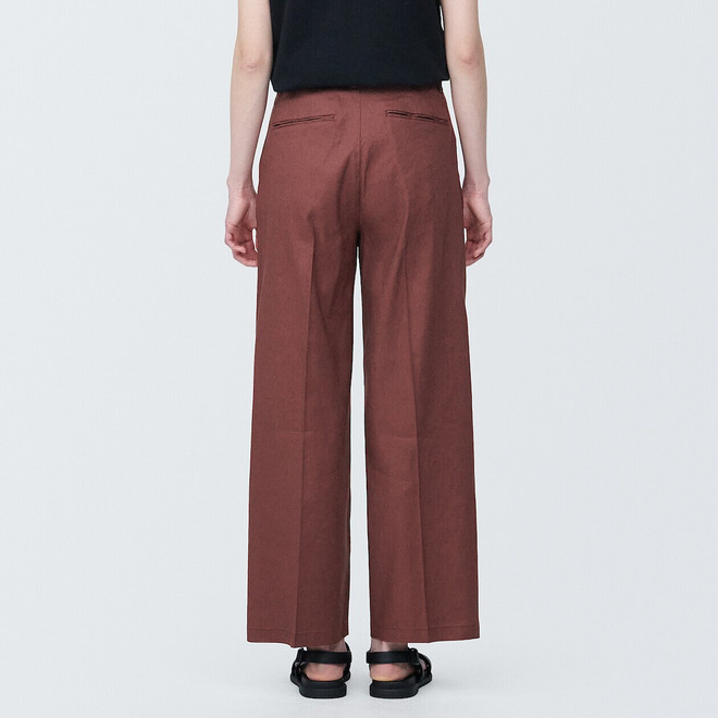 Pantalon extensible à plis sur le devant en mélange de chanvre pour femme