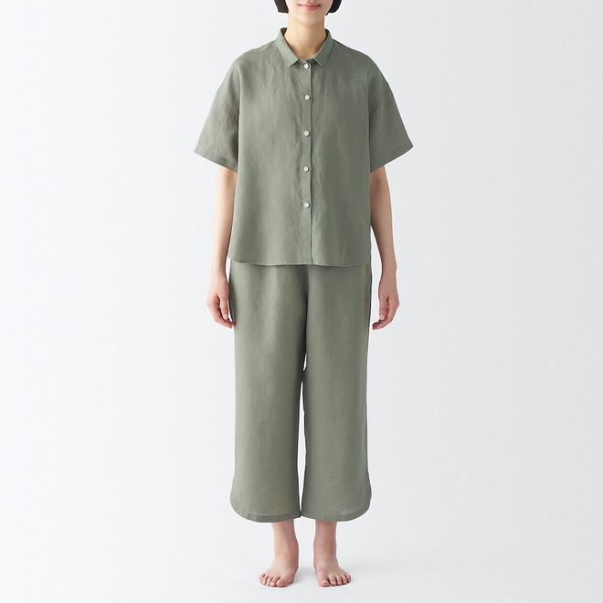 Pyjama en lin/lyocell mélangés manches courtes femme
