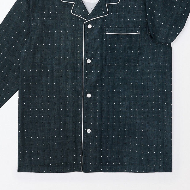 Pyjama double gaze manches longues sans couture latérale homme 19348
