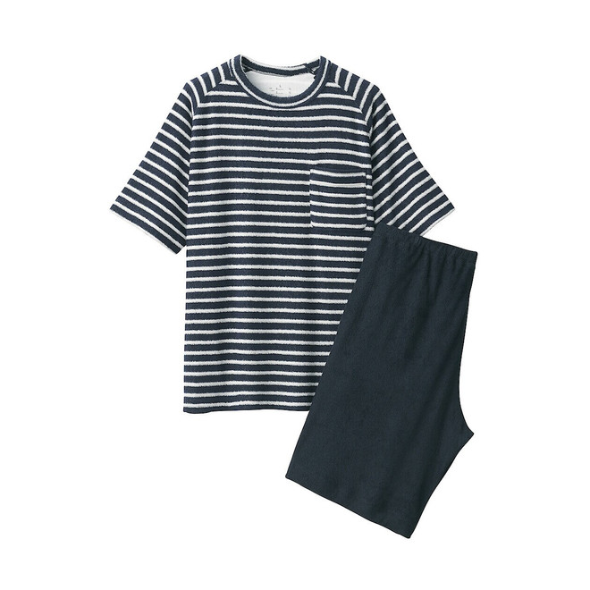 Ensemble d'intérieur à manches courtes en éponge mélange coton pour homme