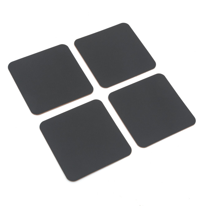 Lot de 4 dessous de verre rectangulaires en cuir recyclé, Graphite