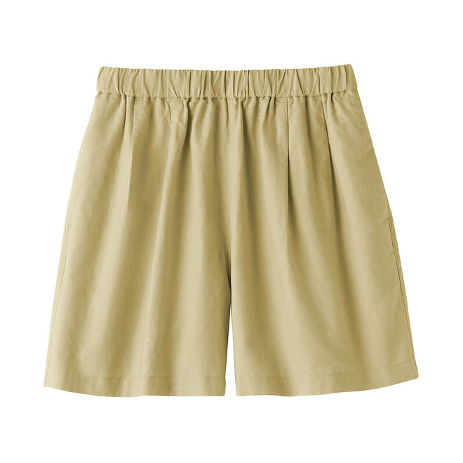 Short à taille élastique en chanvre mélangé pour femme