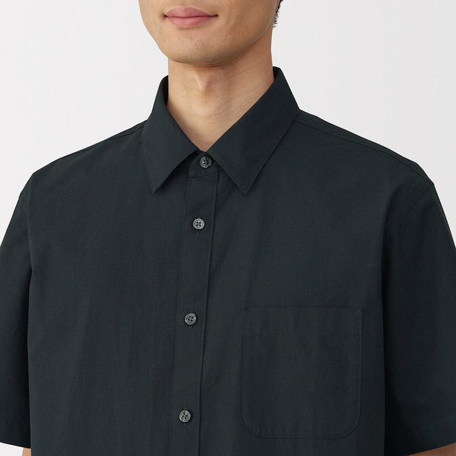 Chemise à manches courtes et à coupe décontractée en coton épais délavé pour homme