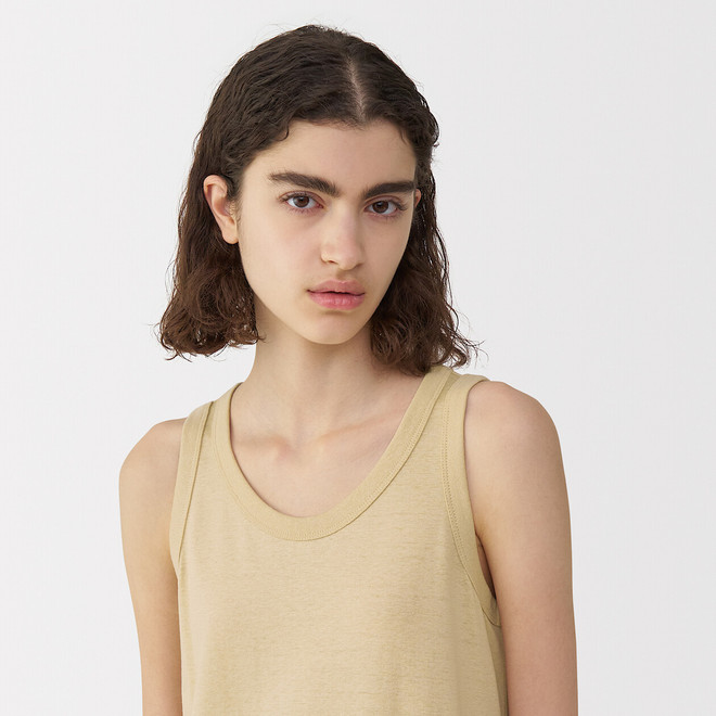 Robe sans manches en lin et coton pour femme