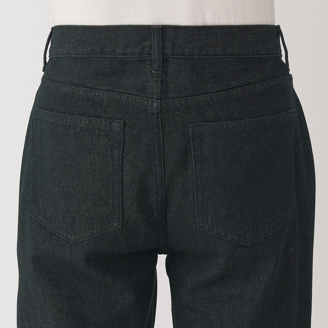 Jeans à Jambe Droite en Mélange de Kapok pour Homme ‐ Noir