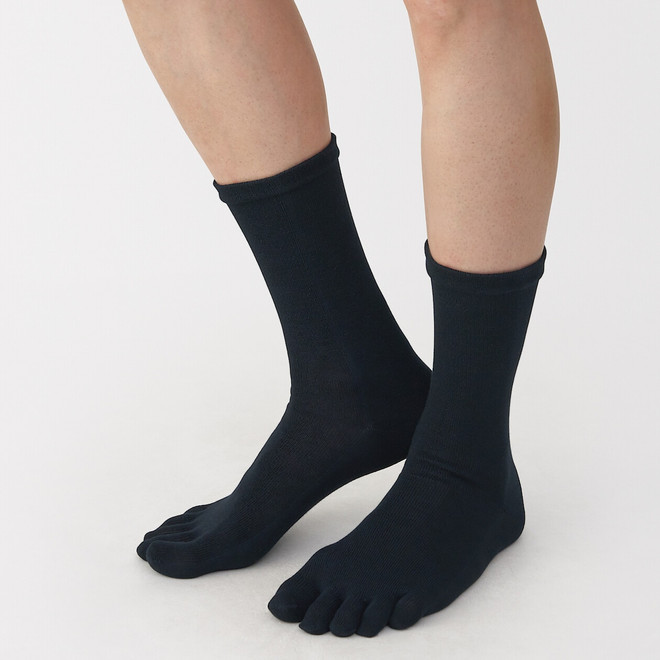Chaussettes 5 orteils à angle droit pour homme Bleu Marine Foncé