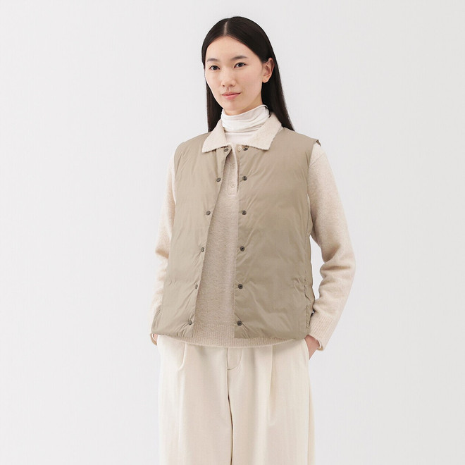 Doudoune légère pliable en nylon recyclé sans manche sans col pour femme