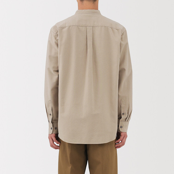 Chemise en coton Oxford lavé col officier pour homme