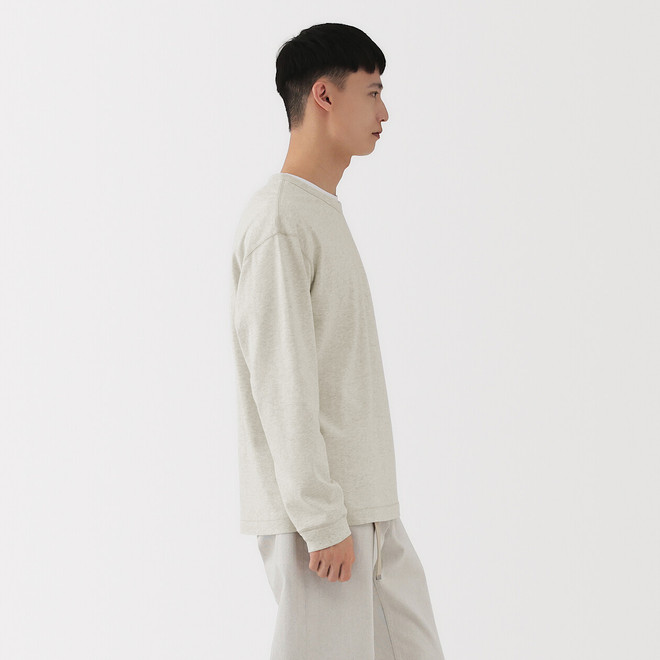 T‐shirt à manches longues en coton tricoté traditionnel pour homme