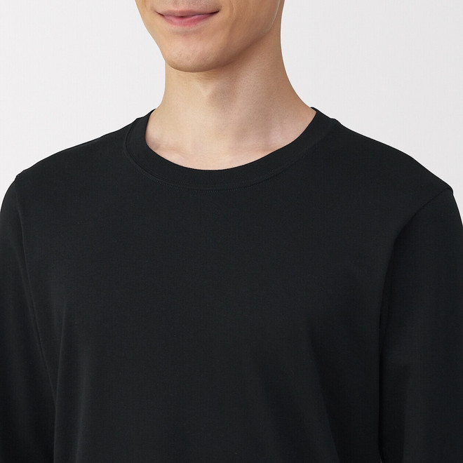 T‐shirt manches longues col U en coton épais et chaud pour homme