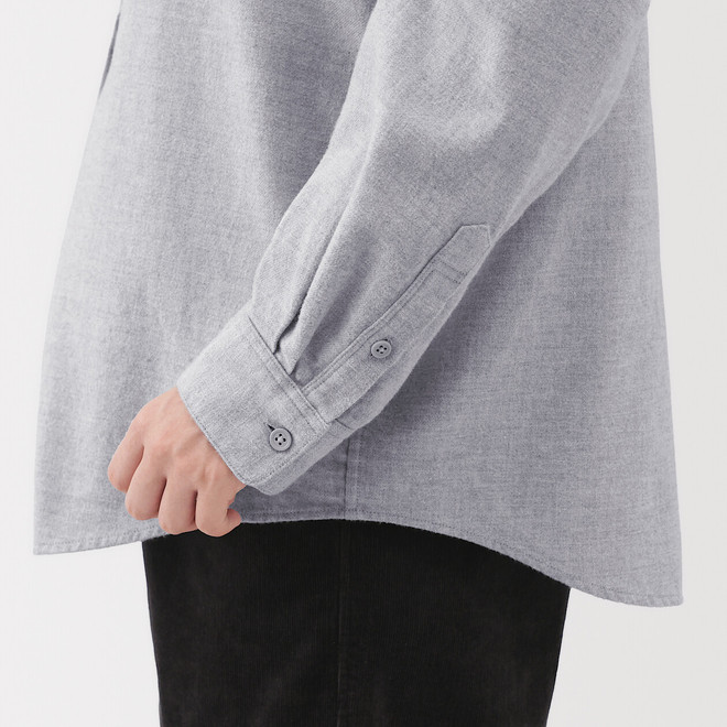 Chemise à col montant en flanelle brossée double pour femme