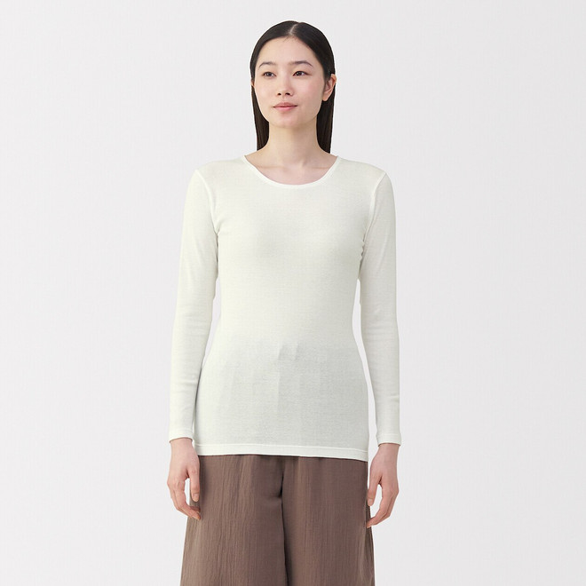 T‐shirt manches longues col rond en coton chaud pour femme