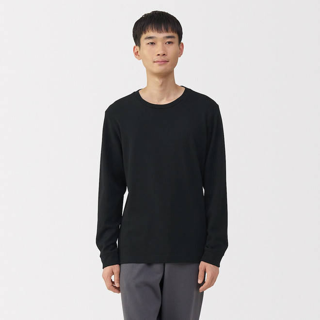 T‐shirt manches longues col rond en coton et laine chauds pour homme