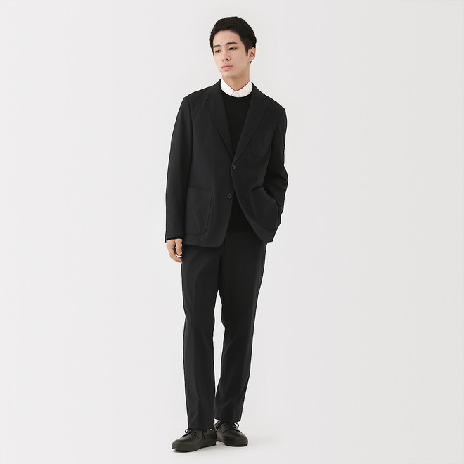 Pantalon plissé ajusté en stretch brossé pour homme