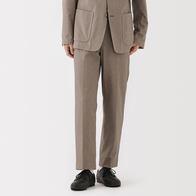 Pantalon plissé ajusté en stretch brossé pour homme