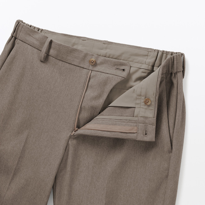 Pantalon plissé ajusté en stretch brossé pour homme