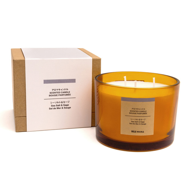 Bougie 3 mèches sel de mer et sauge.