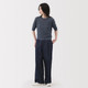 Pull à col ras‐du‐cou et à manches mi‐longues en maille de lin mélangé pour femme