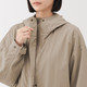 Manteau long à capuche en nylon déperlant pour femme
