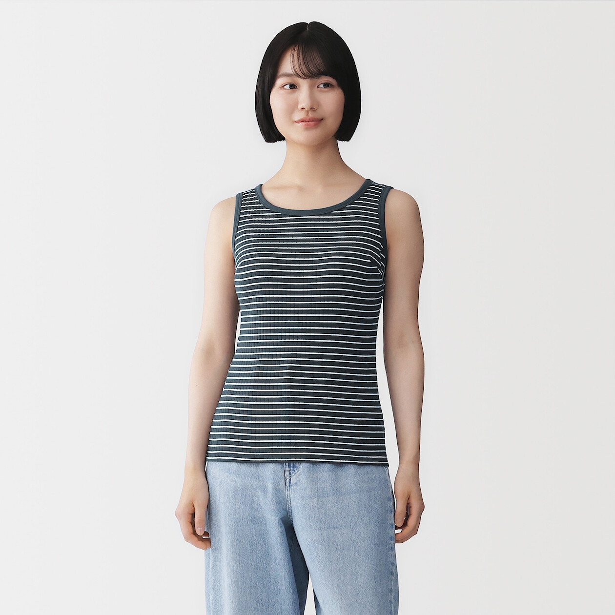 Top brassière court côtelé en coton pour femme