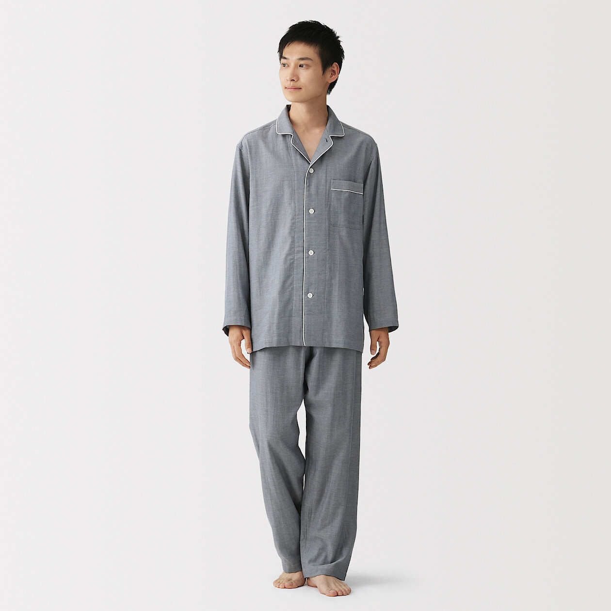 Ensemble pyjama à manches longues en gaze double pour homme
