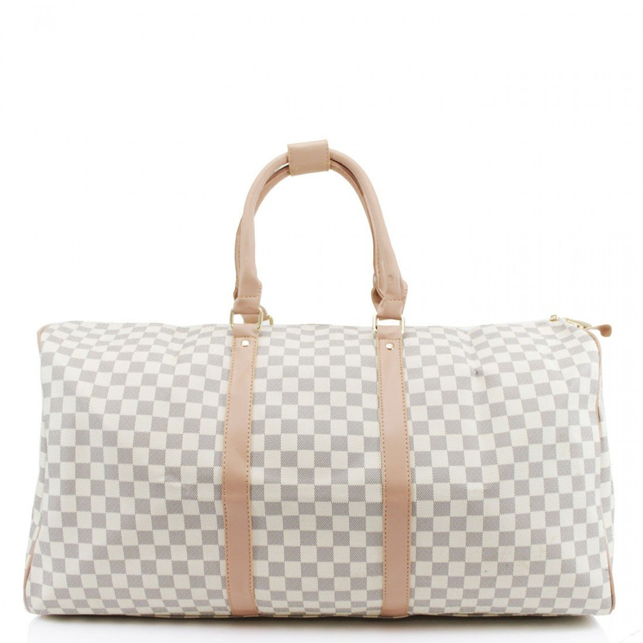 Take Me Away' Check Weekend Bag - White Check