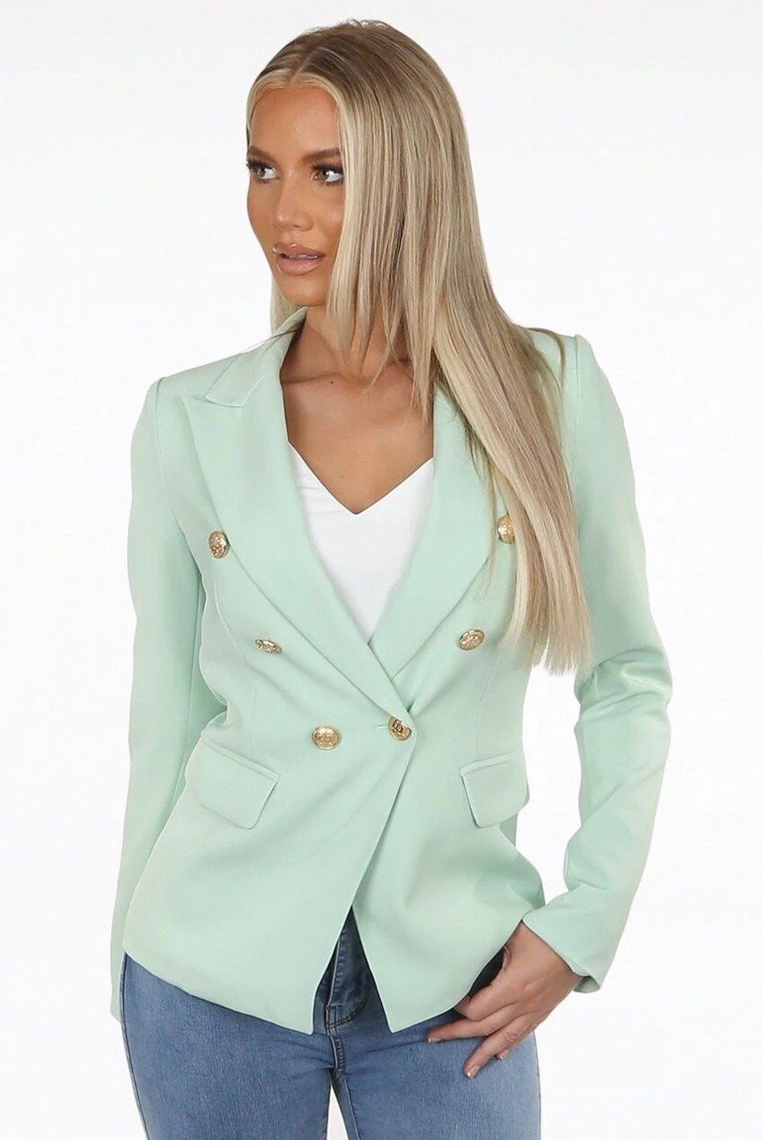 Plenarmøde Reception Bærbar Victoria Balmain Inspired Tailored Blazer - Mint - Style Of Beyond