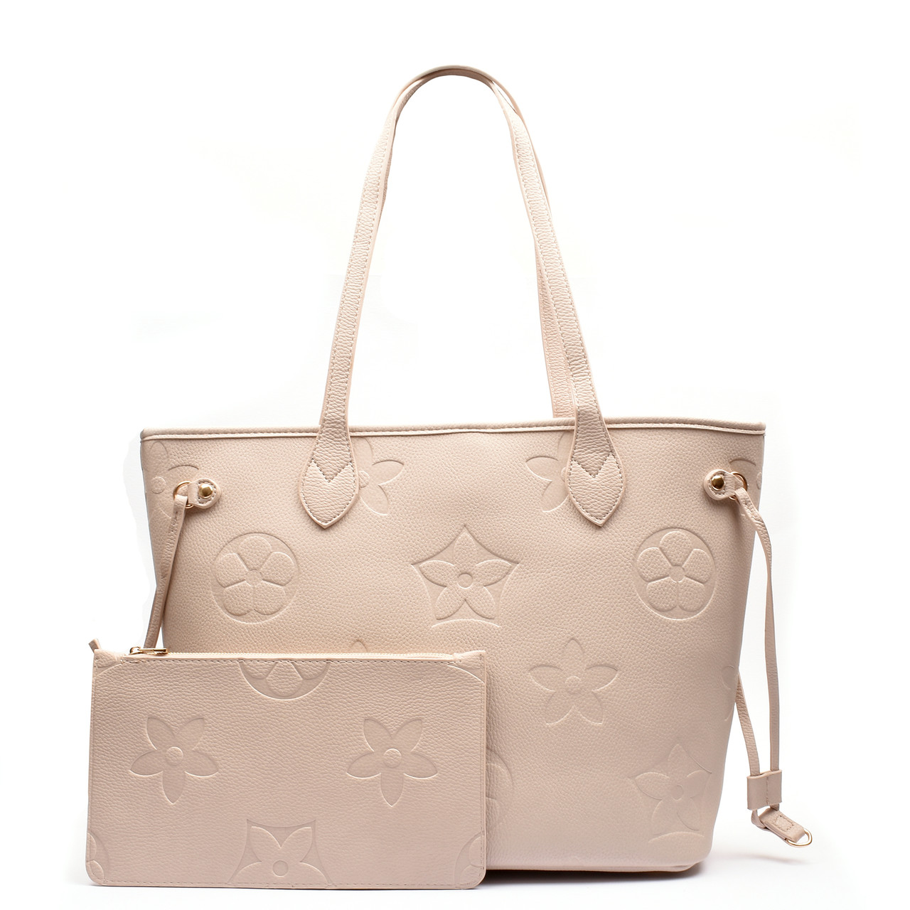 Monogram Neverfull Designer Inspired Tote Bag - Nude