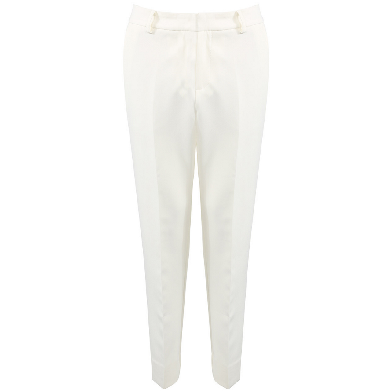 Women's White Cotton Solid Straight Trouser Pant - BLISSART - 3365608